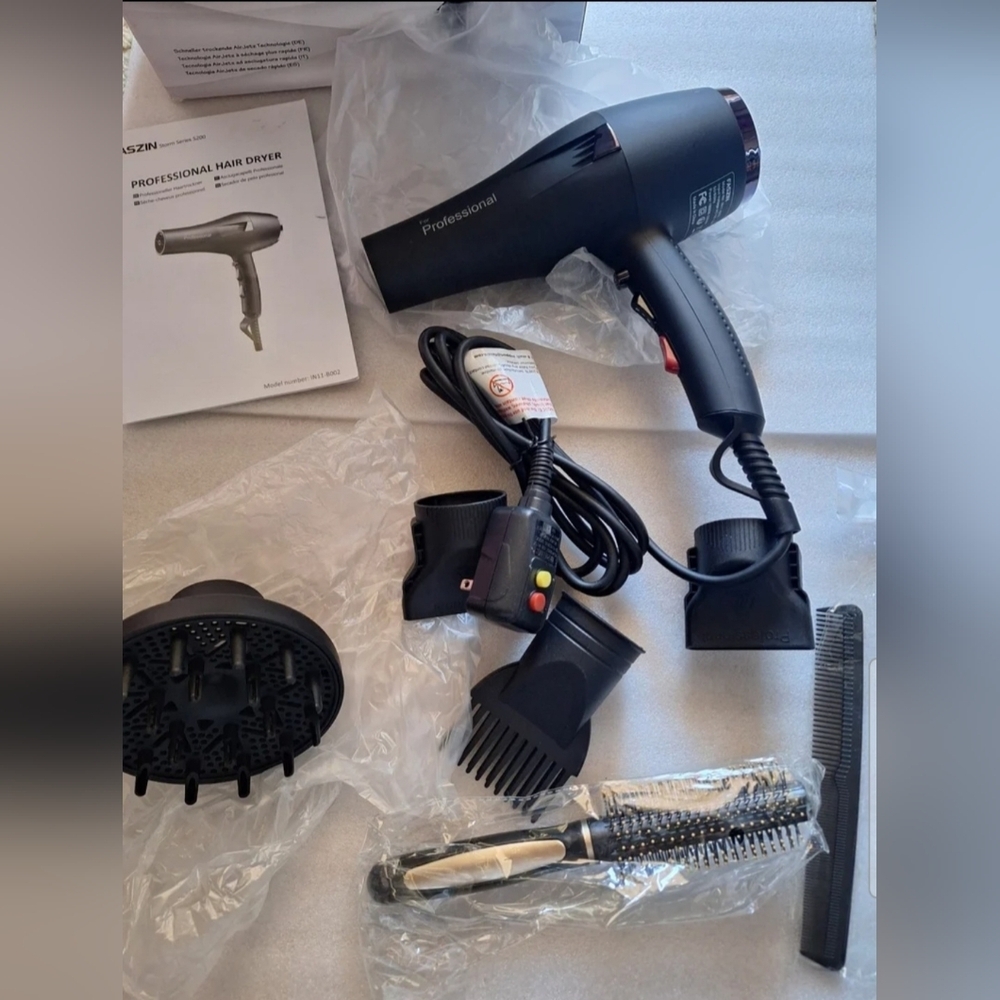 Faszin Professional Hair Dryer, AC Motor Fast Drying Ion Hairdryer, 2 Speeds NEW